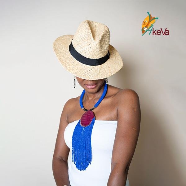 Collier Plastron "Océan Tribal" avec Pendentif Franges Bleues